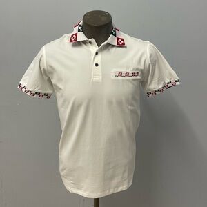 Deniko shirt polo white modern fit 3 button top